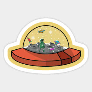 alien snow globe Sticker